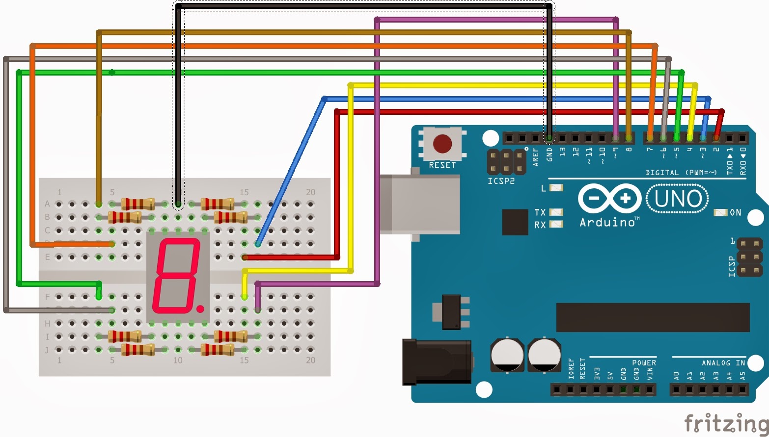 Tutoriais Displays III : 7 Segmentos Catodo comum - Arduino Eletrônica