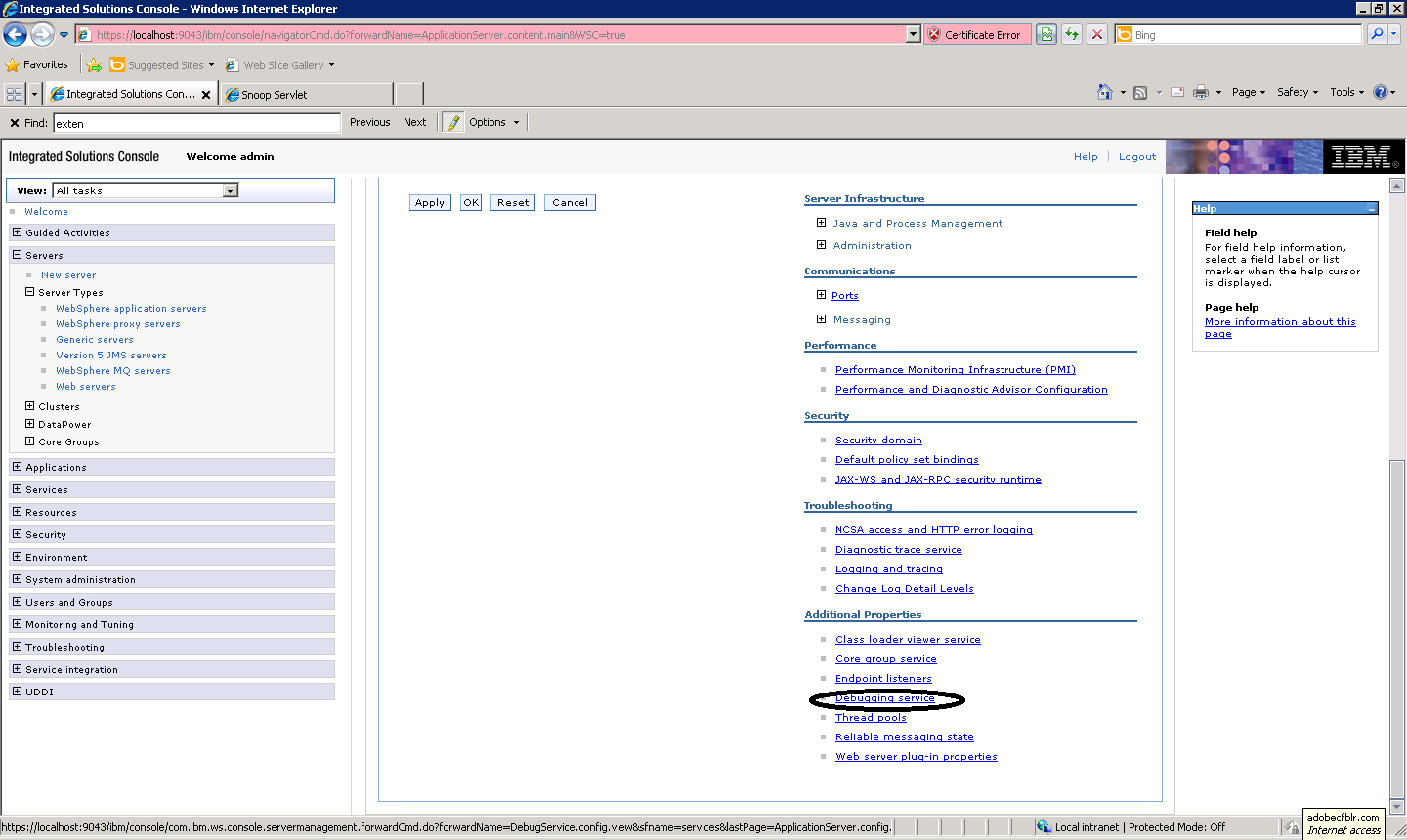 Facets Enable debugging in sphere Application Server 7.0 ND