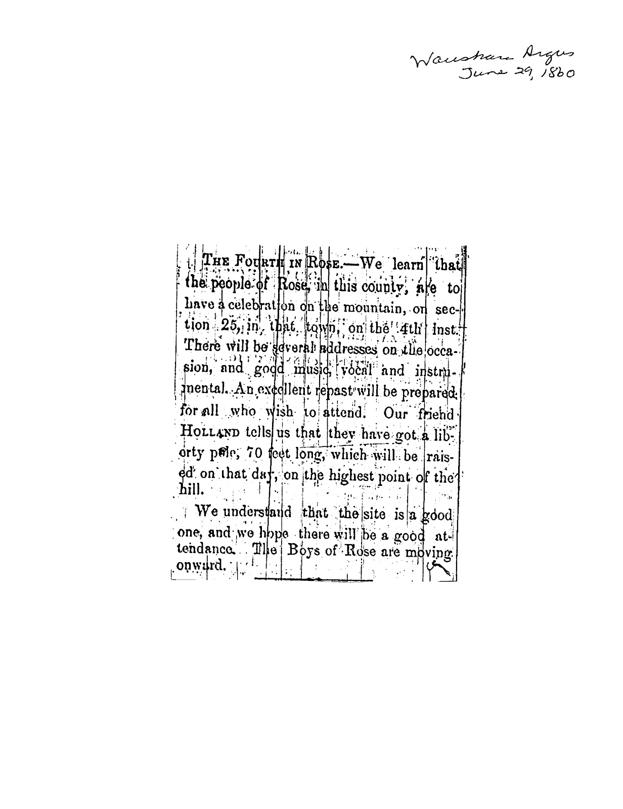 Pieces of Wild Rose, WI Area Genealogy and My Own 4th of July in Town