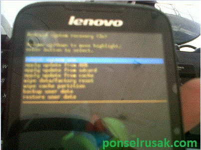 Untuk langkah-langkah wipe partition lenovo a396i selengkapnya di ponsel rusak.