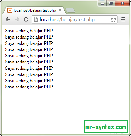 Tutorial dan Penjelasan Perulangan FOR dalam PHP
