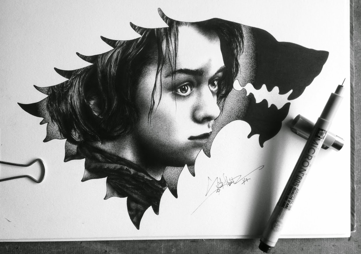 06-Arya-Stark-Spider-Money-Game-of-Thrones-Drawings-and-Detailed-Illustrations-www-designstack-co