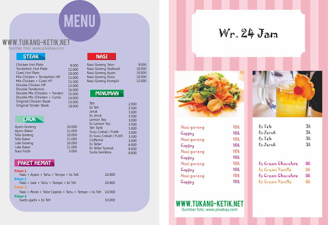 Desain Menu Makanan dan Minuman Flat CorelDraw Gratis