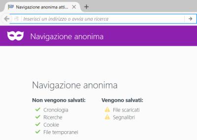 auto anonimo incognito chrome firefox aprire siti sempre in finestra privata