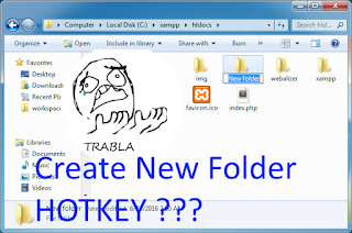 Windows 7 create new folder HOTKEY