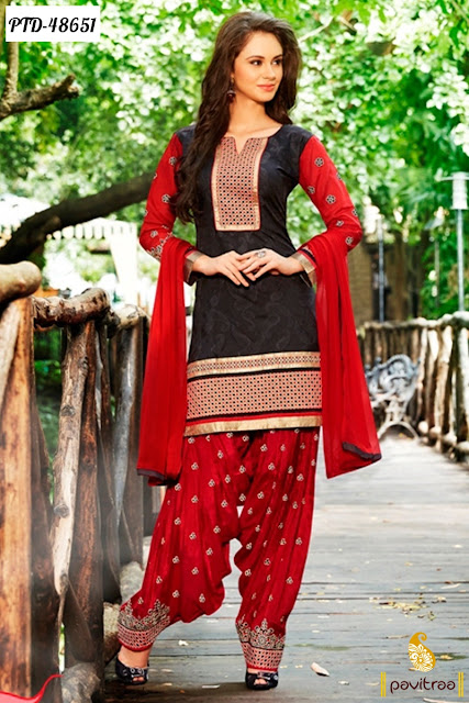 Wedding wear and Diwali special black silk designer punjabi patiala salwar suits online shopping at pavitraa.in