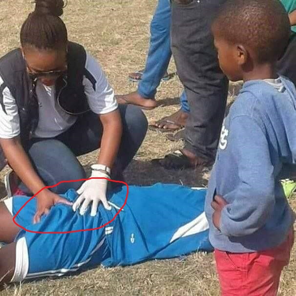 Groin injury? Check out viral photo a female medical personnel
