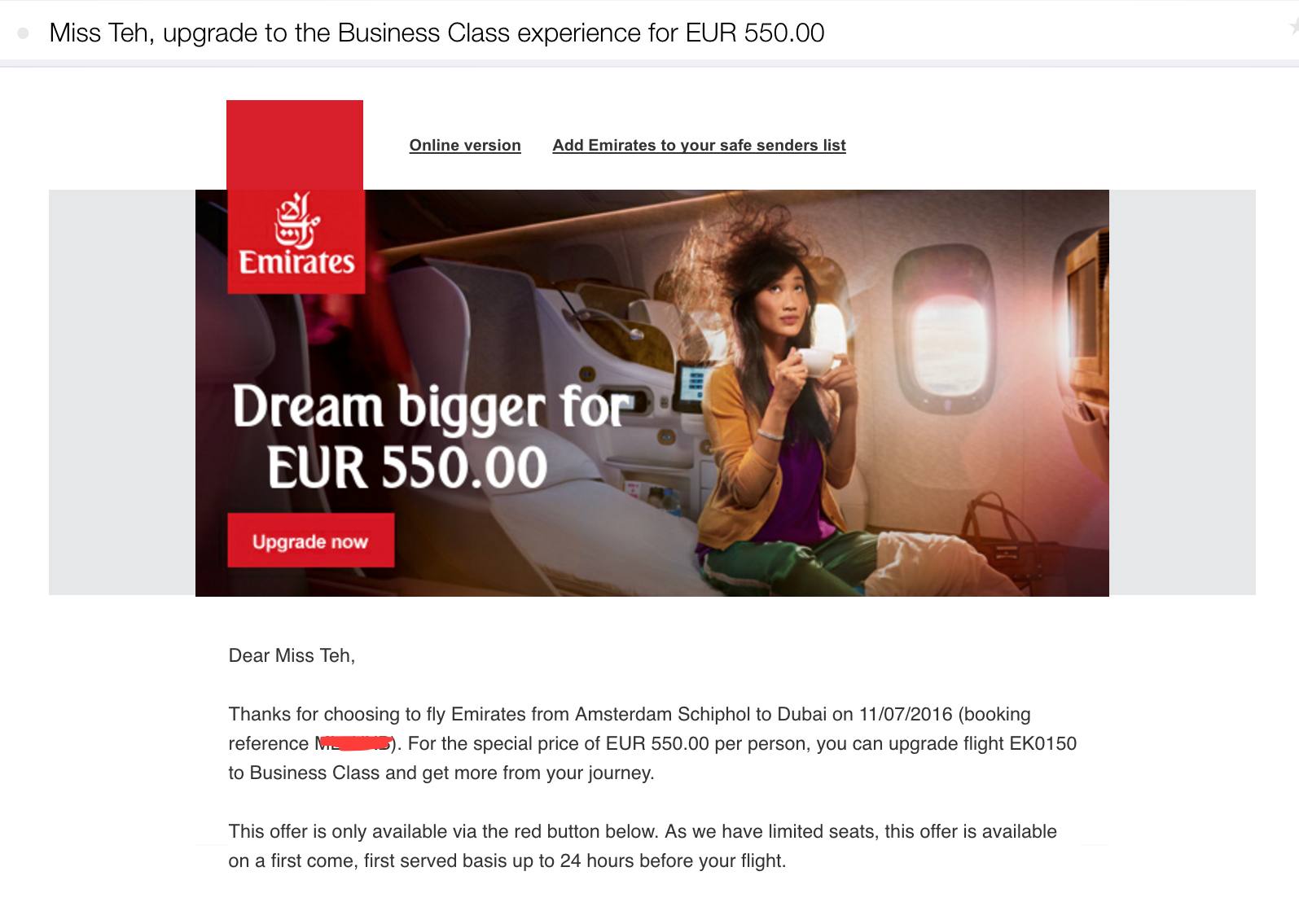 How To Upgrade An Emirates Ticket With Miles | One Mile at ...