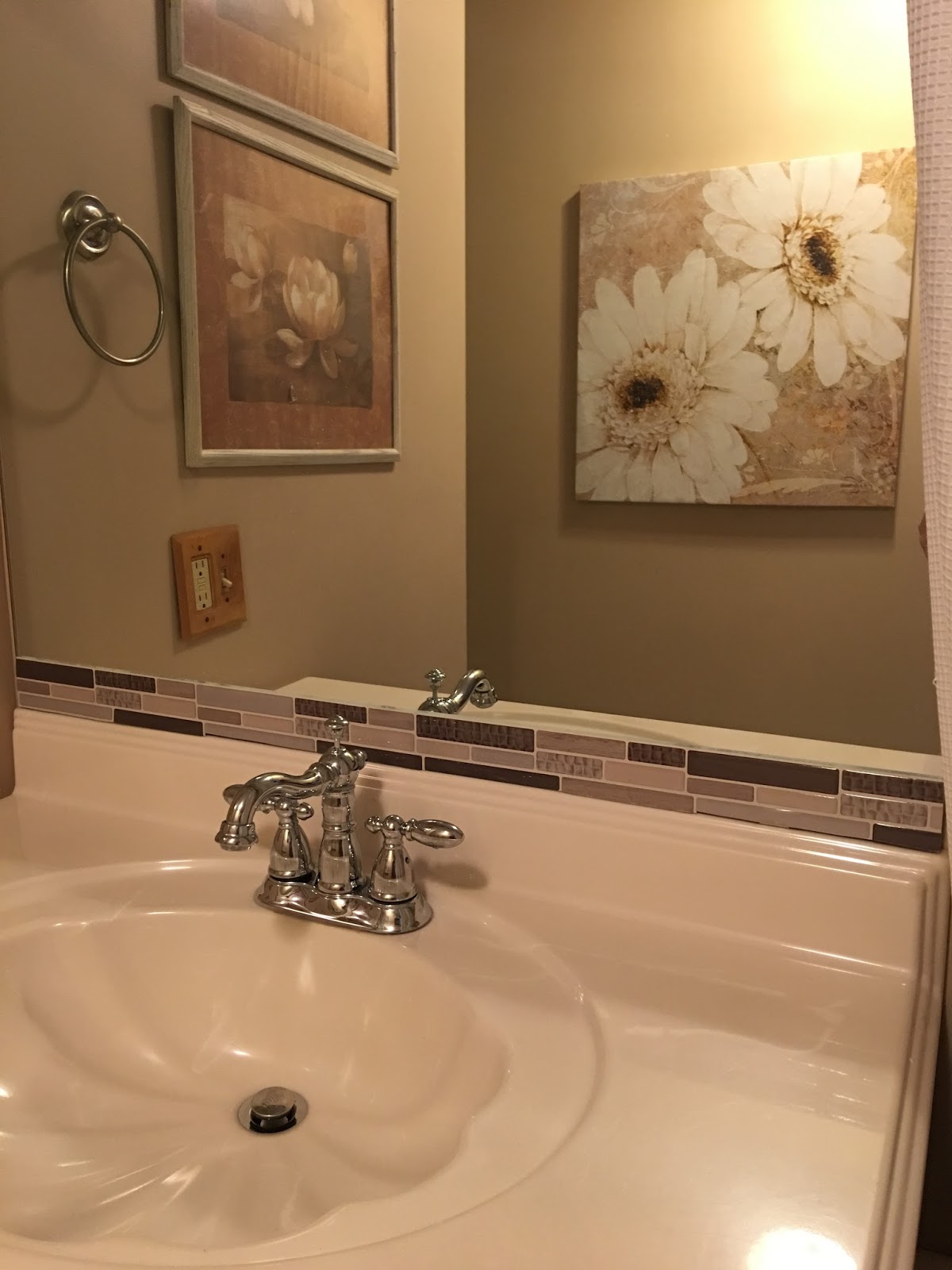 The Smart Momma DIY Tile Backsplash on a Bathroom Mirror
