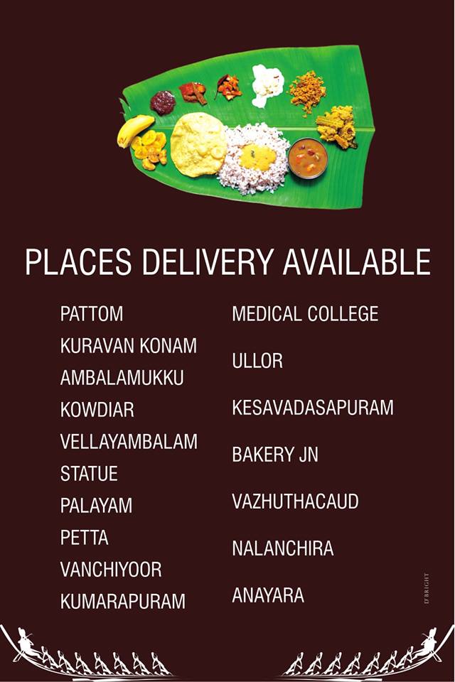 Restaurants and Home Chefs Selling Onam Sadhya in Trivandrum 2017