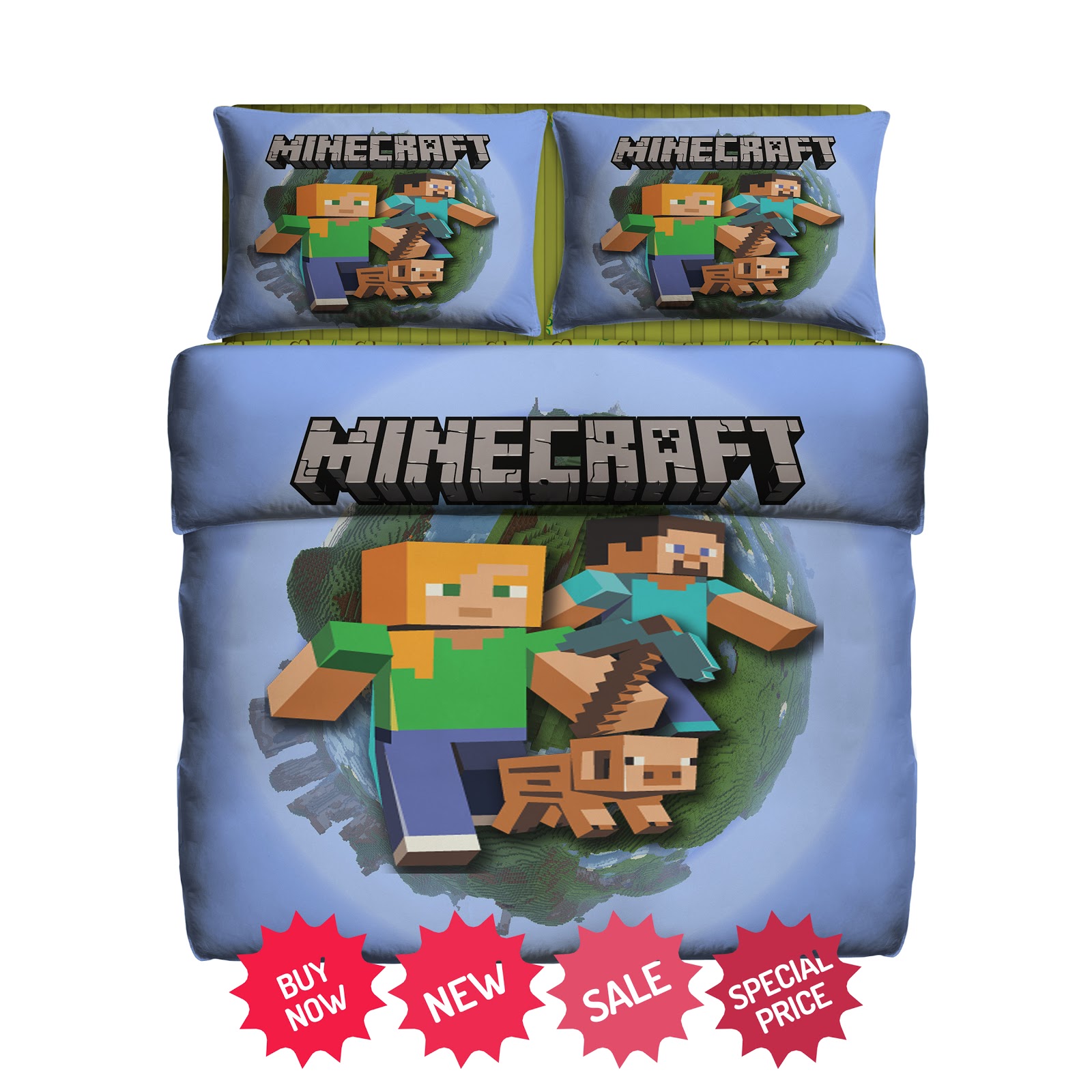 Set Gift Minecraft World Fleece Blanket Large & 2 Pillow Case 85638200