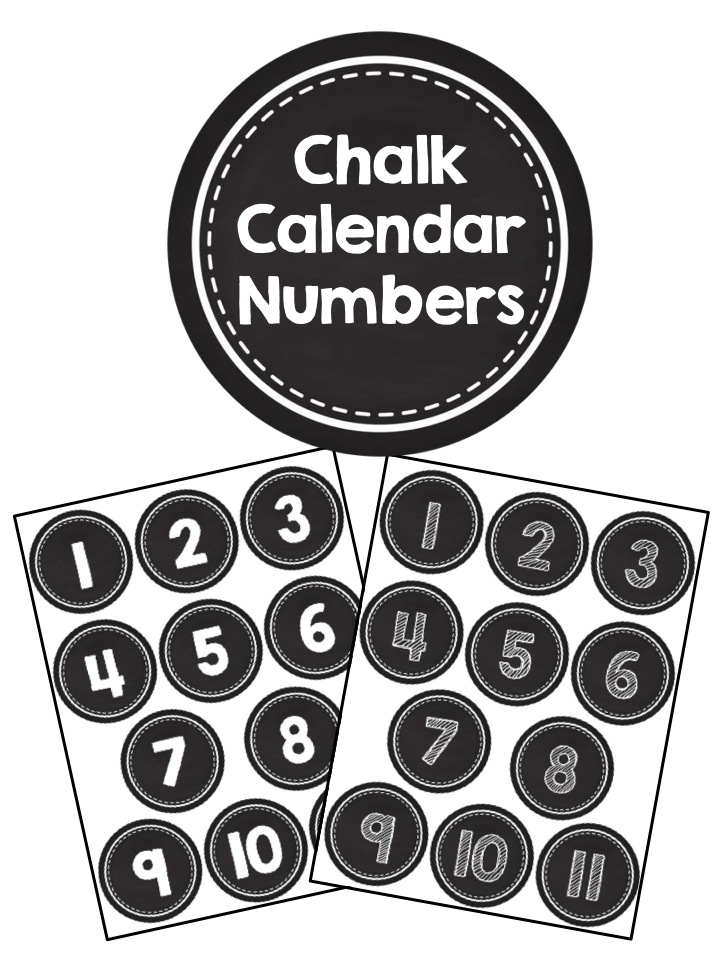 calendar numbers, free, chalk numbers