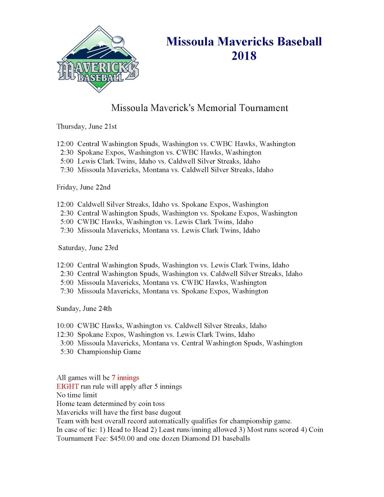 Lewis Clark Twins Cubs Missoula Memorial Tournament Schedule 2018 Lewis Clark Twins Cubs Missoula Memorial Tournament Schedule 2018