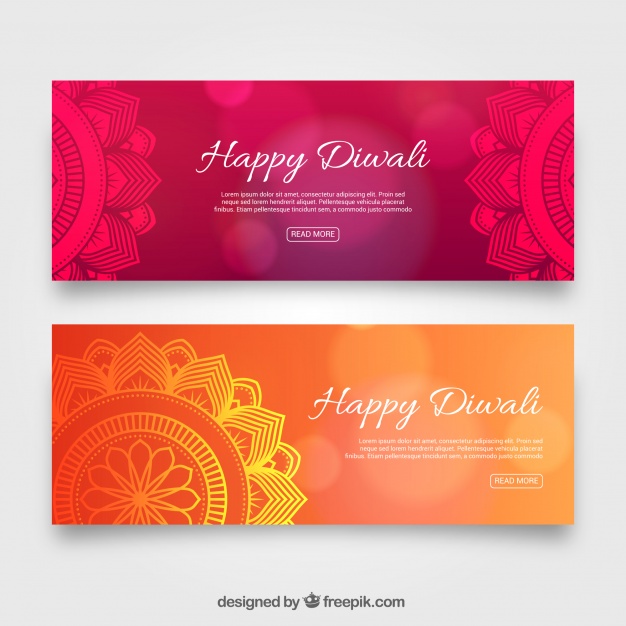 Abstract elegant diwali banners Free Vector