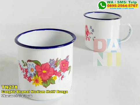 Cangkir Enamel Medium Motif Bunga