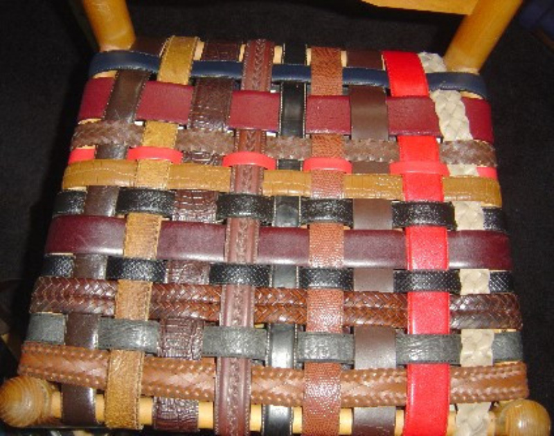 Upcycled Leather Belts Seating