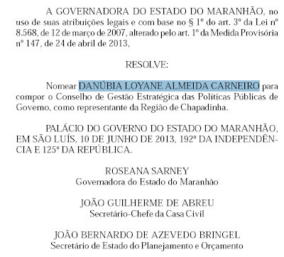 Roseana Sarney nomeia Danúbia Carneiro para o Conselho Estratégico do Governo