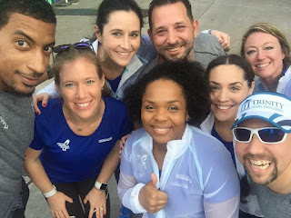 Marathon runners posing