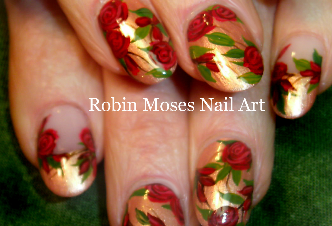 Robin Moses Nail Art DIY Easy Red Rose Nails Romantic Roses Nail Art