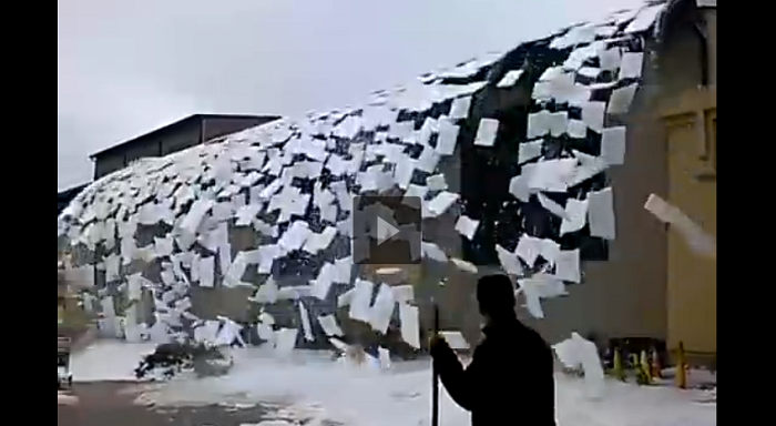 Ice On A Building Roof Collapses In The Most Epic Avalanche Possible. Must See!