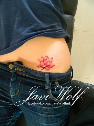 Vermelho Flor de Lótus da Tatuagem Deisgn para as Mulheres
