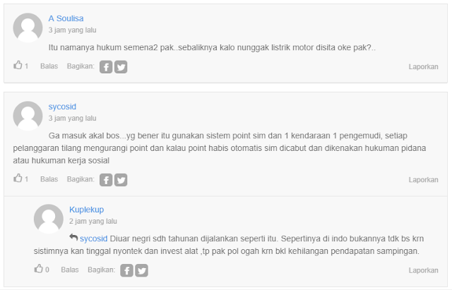 Komentar - Komentar Favorit, Gara-Gara Usul Denda Tilang Diganti Cabut Listrik dan Air