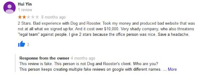 Honest review posted by one of Dog and Rooster Web Design clients