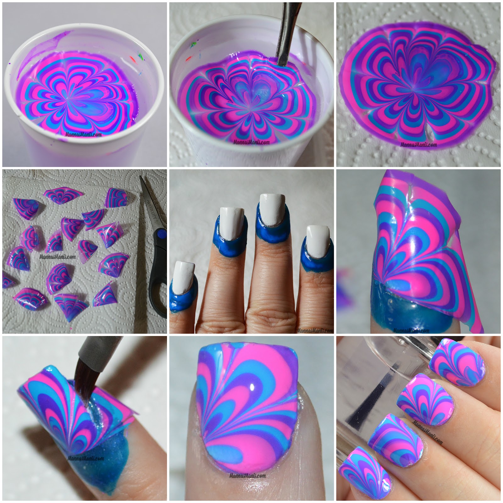watermarble nail art