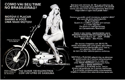 propaganda Motovi e revista Placar - 1975. brazilian advertising cars in the 70. os anos 70. história da década de 70; Brazil in the 70s; propaganda carros anos 70; Oswaldo Hernandez;