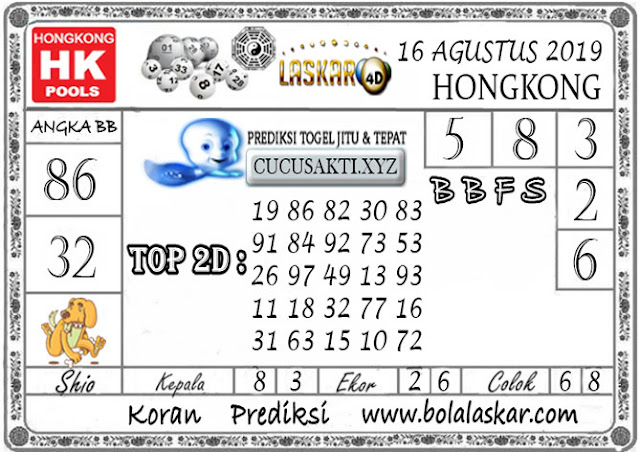 Prediksi Togel HONGKONG LASKAR4D 16 AGUSTUS 2019