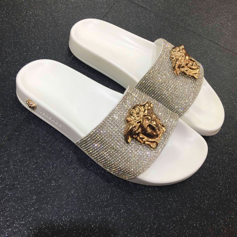 versace rhinestone slides