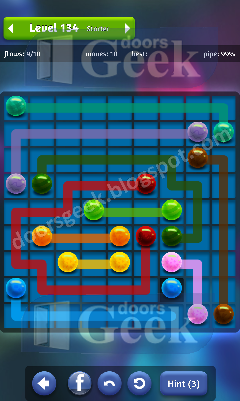Flow Frenzy [Starter] 9x9 hard Level 134 ~ Doors Geek