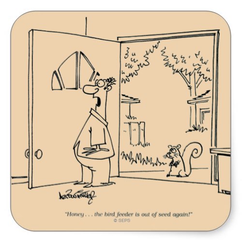 Chipmunk And Empty Bird Feeder | Funny Cartoon Sticker