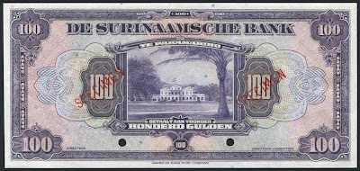 Suriname currency money Gulden banknote