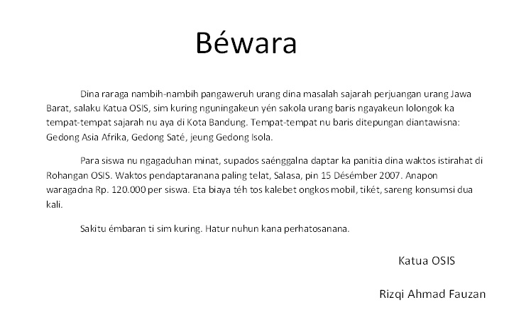 Contoh Bewara Bahasa Sunda