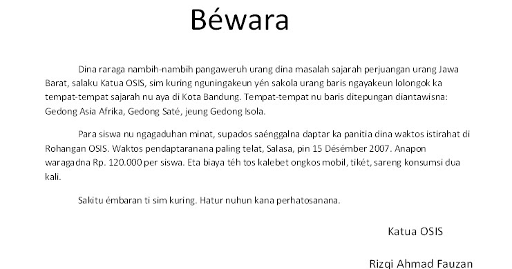 Contoh Bewara Bahasa Sunda Blog Belajar