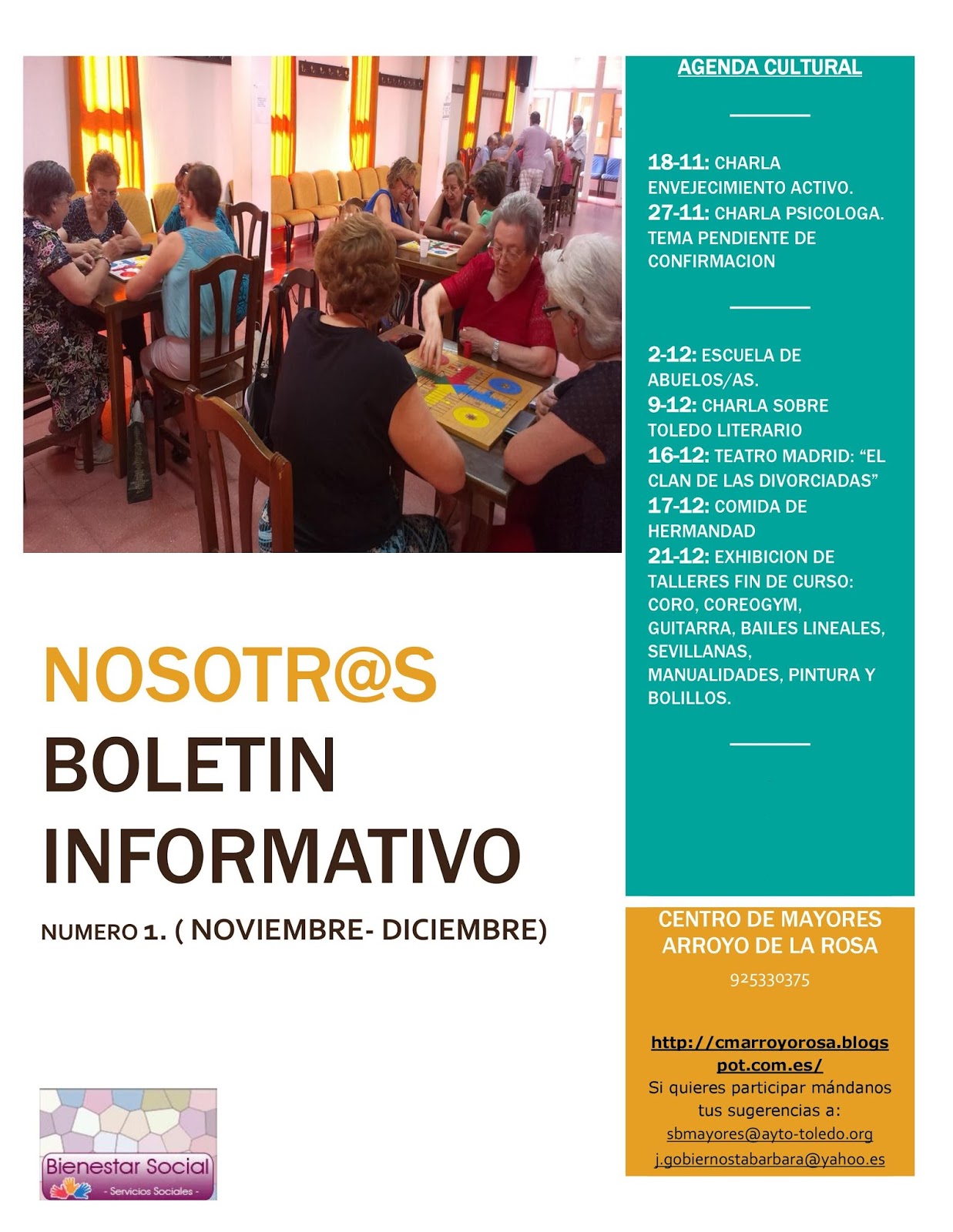 Club de Mayores "ARROYO DE LA ROSA": BOLETÍN INFORMATIVO NUMERO 1
