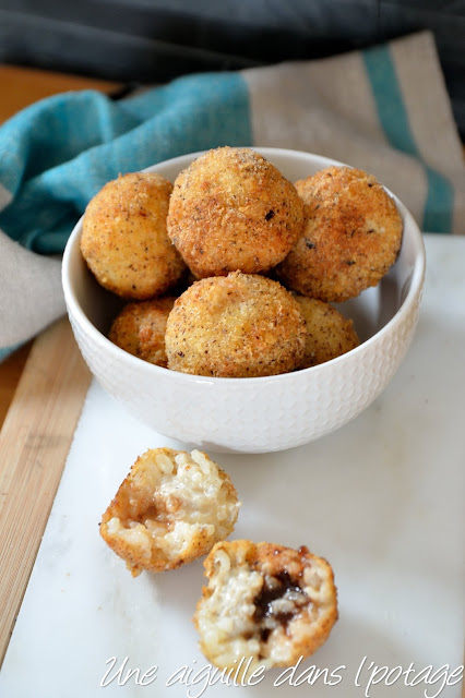 Croquettes de riz au lait, coeur aux Carambar ou Chamallow
