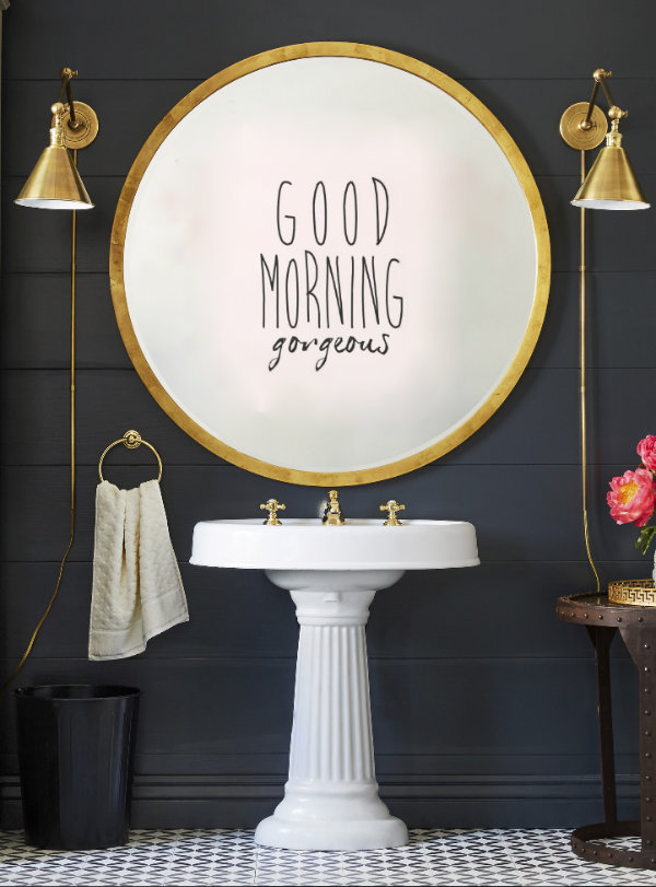 ciao! newport beach gold accents for the powder room