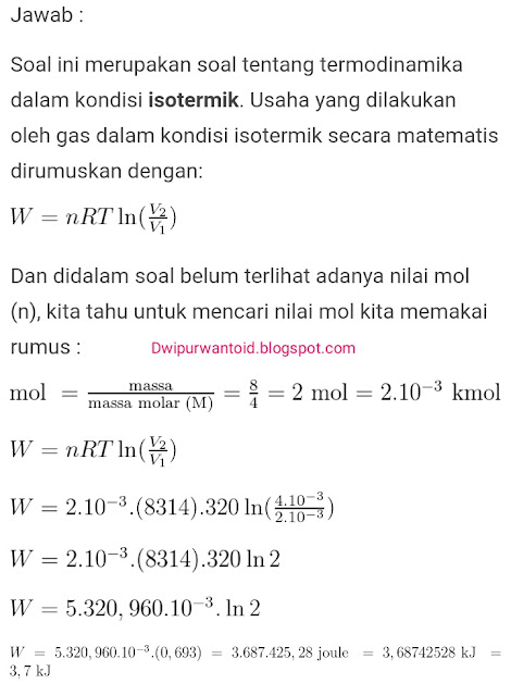 Contoh Soal Cara Menghitung Usaha dalam Termodinamika: IlmuHitung - DWI