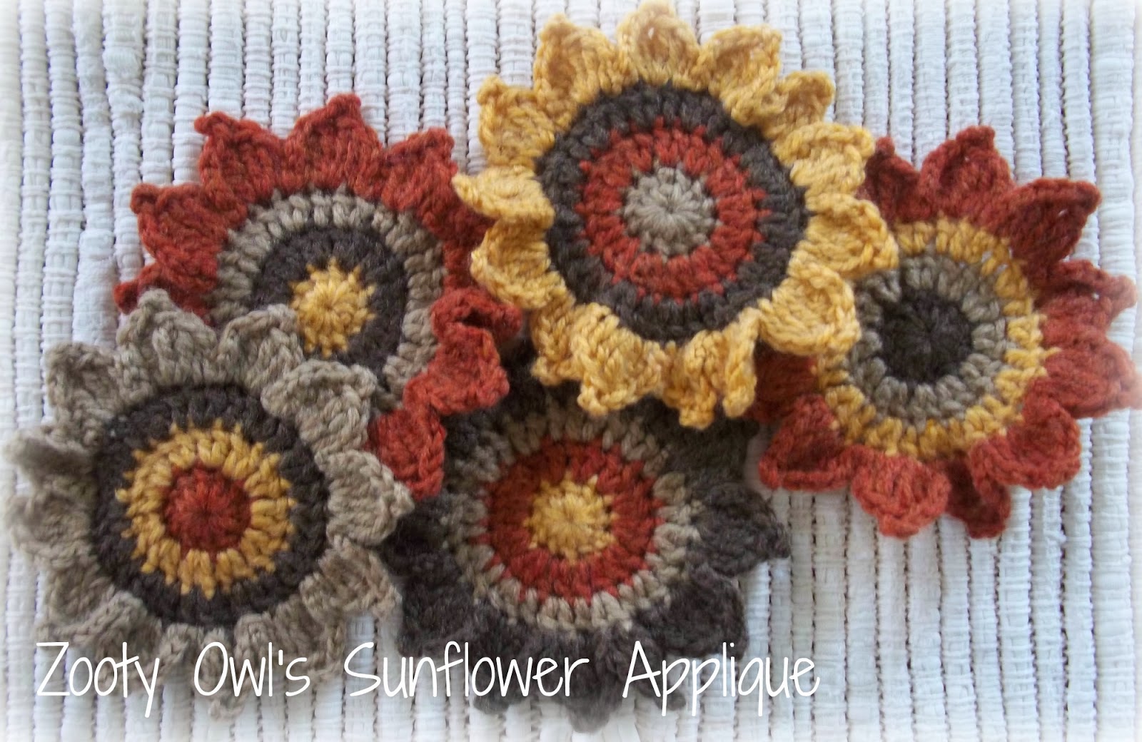 Zooty Owl's Crafty Blog Crochet Sunflower Applique