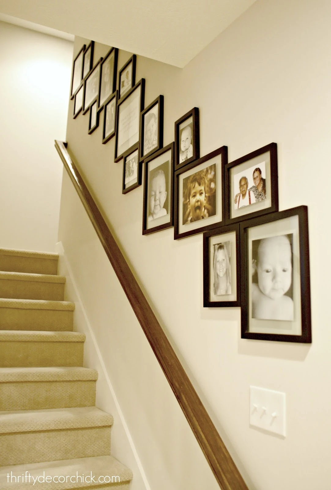 Gallery wall with frames touching