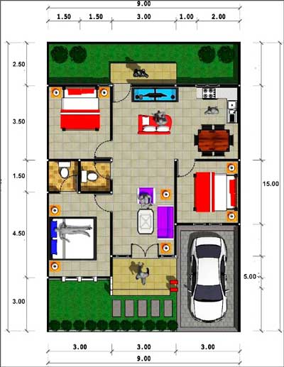 Ide Terbaru 24+ Rumah Minimalis Modern Ukuran 9x15
