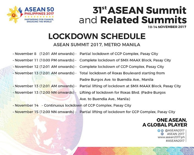 Lockdown Schedules Road Closures for ASEAN Summit 2017