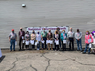 2019 and 2020 Points of Light Award Winners gather at the site of the Franklin Food Pantry's Future home, 138 East Central Street