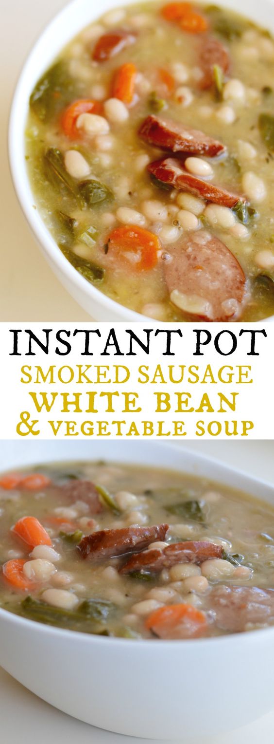 Instant Pot Smoked Sausage, White Bean & Vegetable Soup Recipe - Girls ...