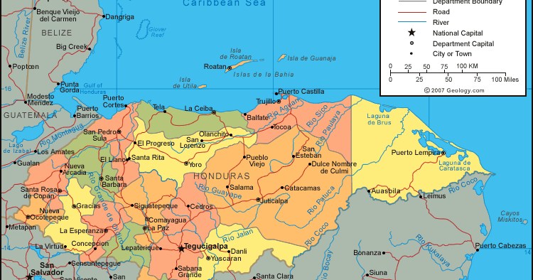 Mapa geográfico de Honduras | Mapas de Honduras
