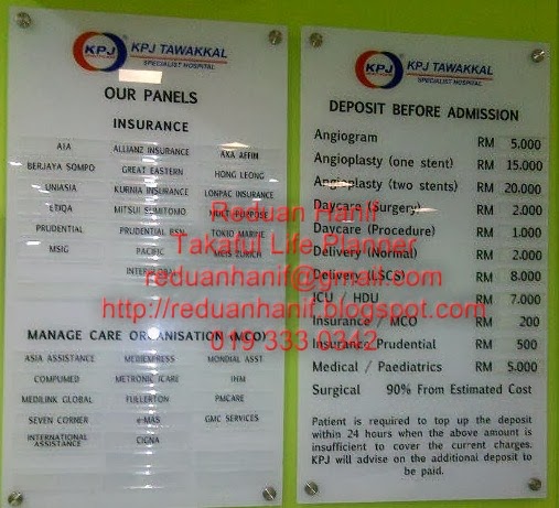 Bayaran Deposit di Hospital  KPJ Tawakkal Kuala Lumpur