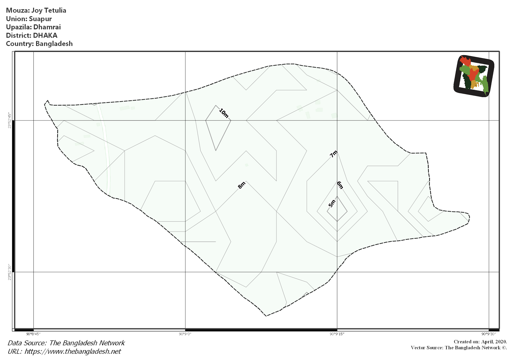 Map of Joy Tetulia Mouza of Dhamrai Upazila, DHAKA, Bangladesh.