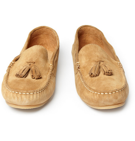 EMM (pronounced EdoubleM): A.P.C. Suede Tassel Loafers in Camel